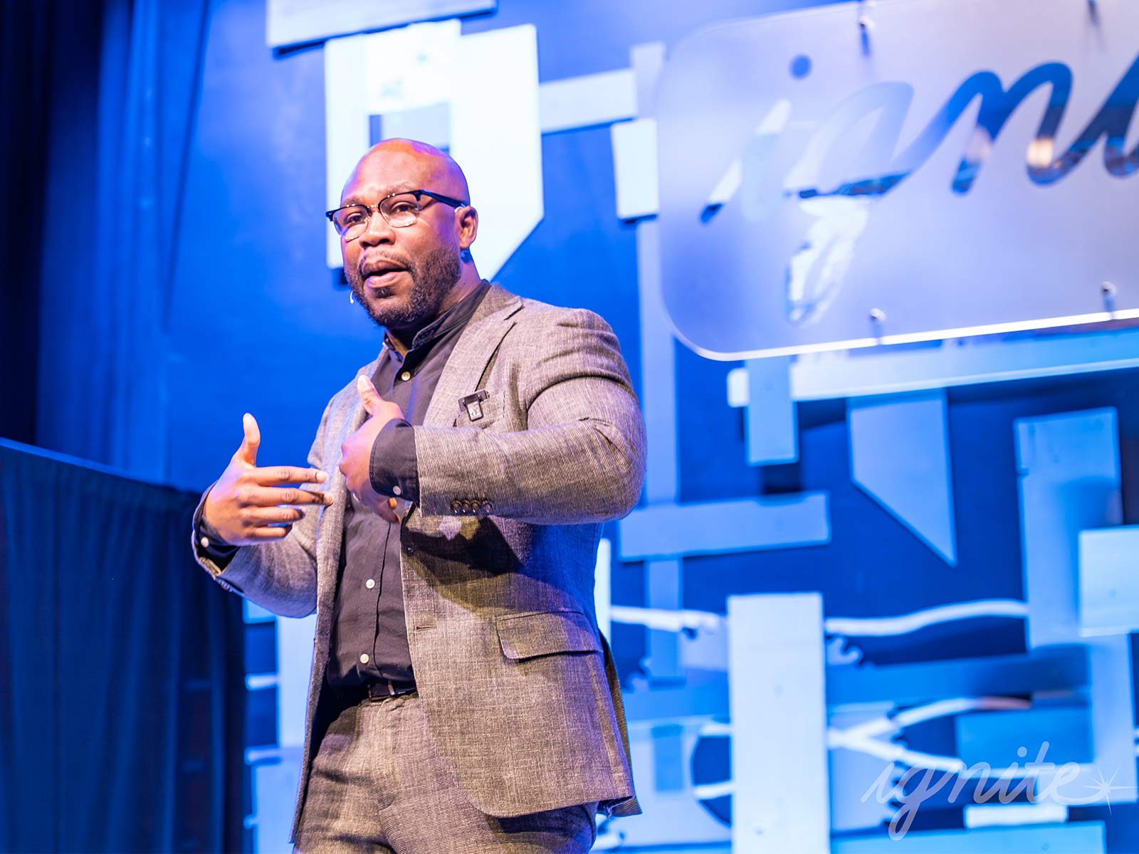 Justin Forsett on stage at Ignite