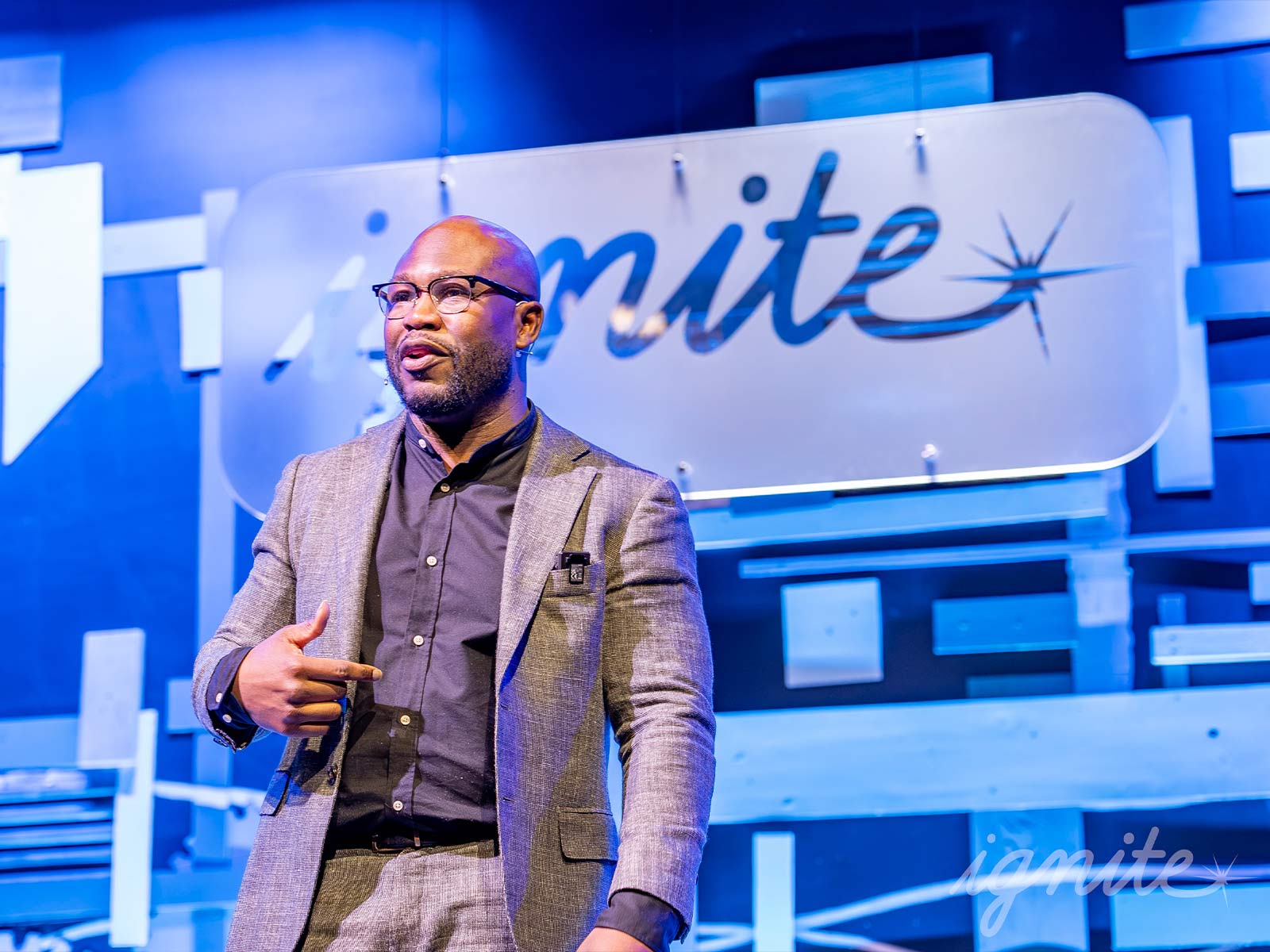 Justin Forsett on stage at Ignite